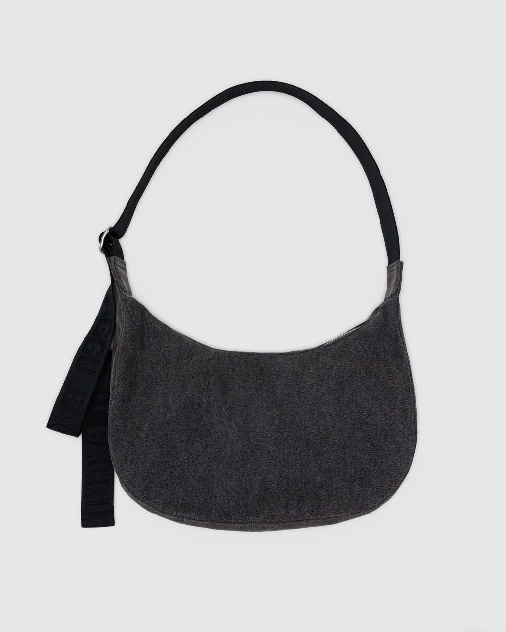 Medium Denim Crescent Bag - Washed Black Denim
